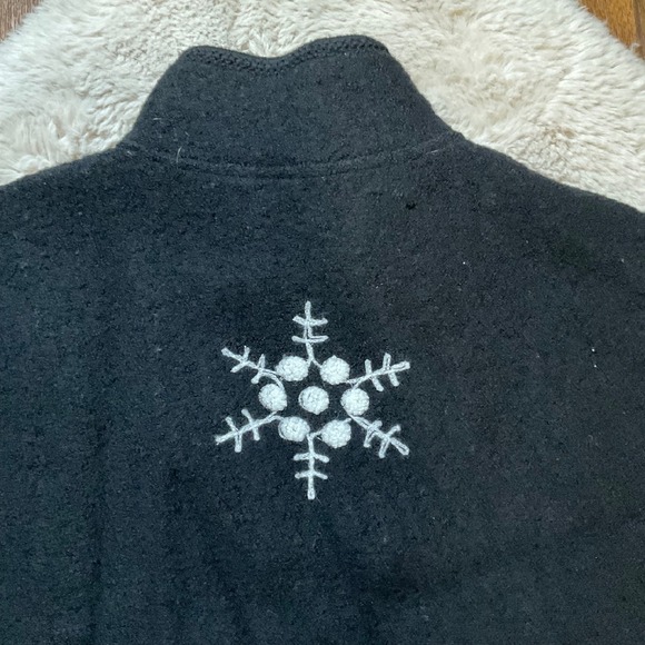 Lisa International Vest Womens Large Boiled Wool Embroidered Snowflake Black Wht - Picture 9 of 9